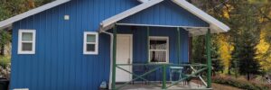 Blue rental cottage at Strawhouse Resorts